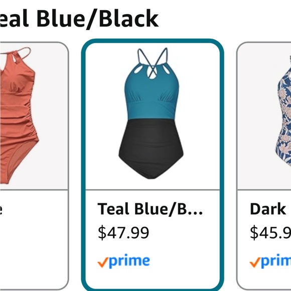 Cupshe Teal and Black Halter One-Piece Swimsuit - Picture 5 of 9